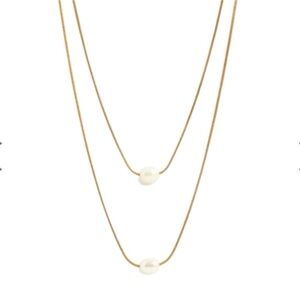 Petite Moments Gold Double-Layer Pearl Necklace, New in Sealed Package MSRP $80